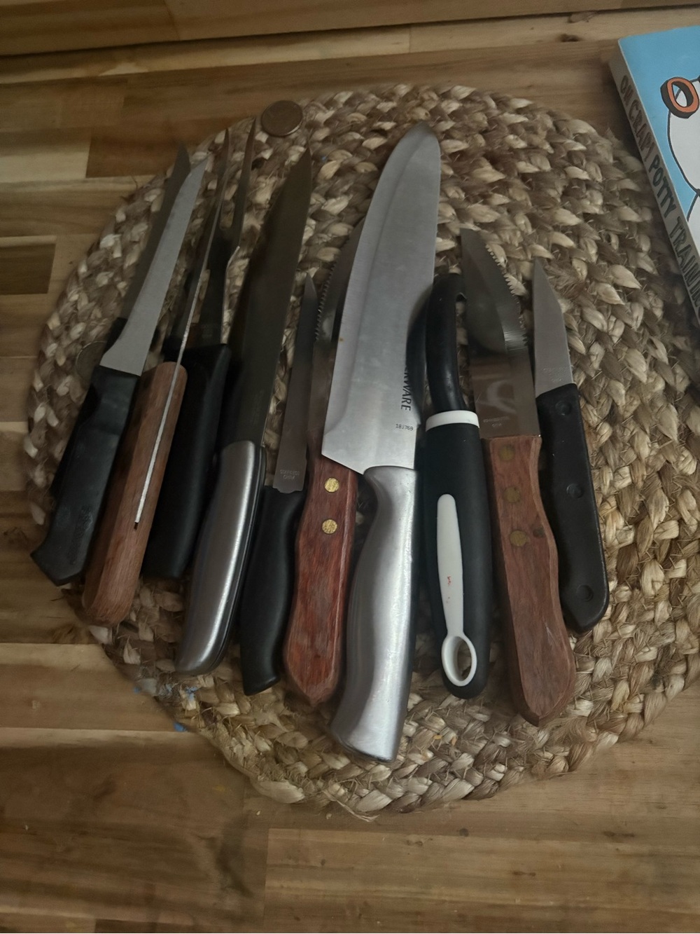 Assorted  Kitchen Knife Set - Stainless Steel & Wood Handles - Multi-Color